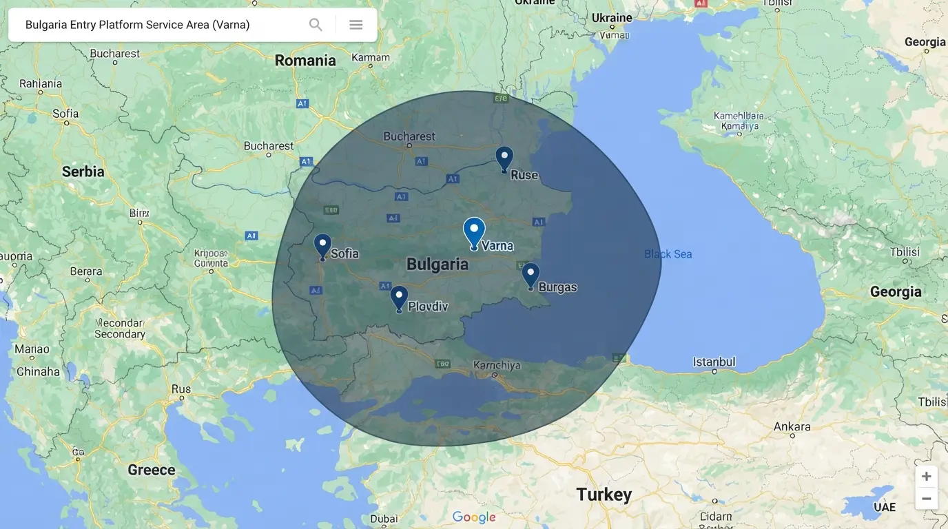 Varna and nearby  communities in the service area